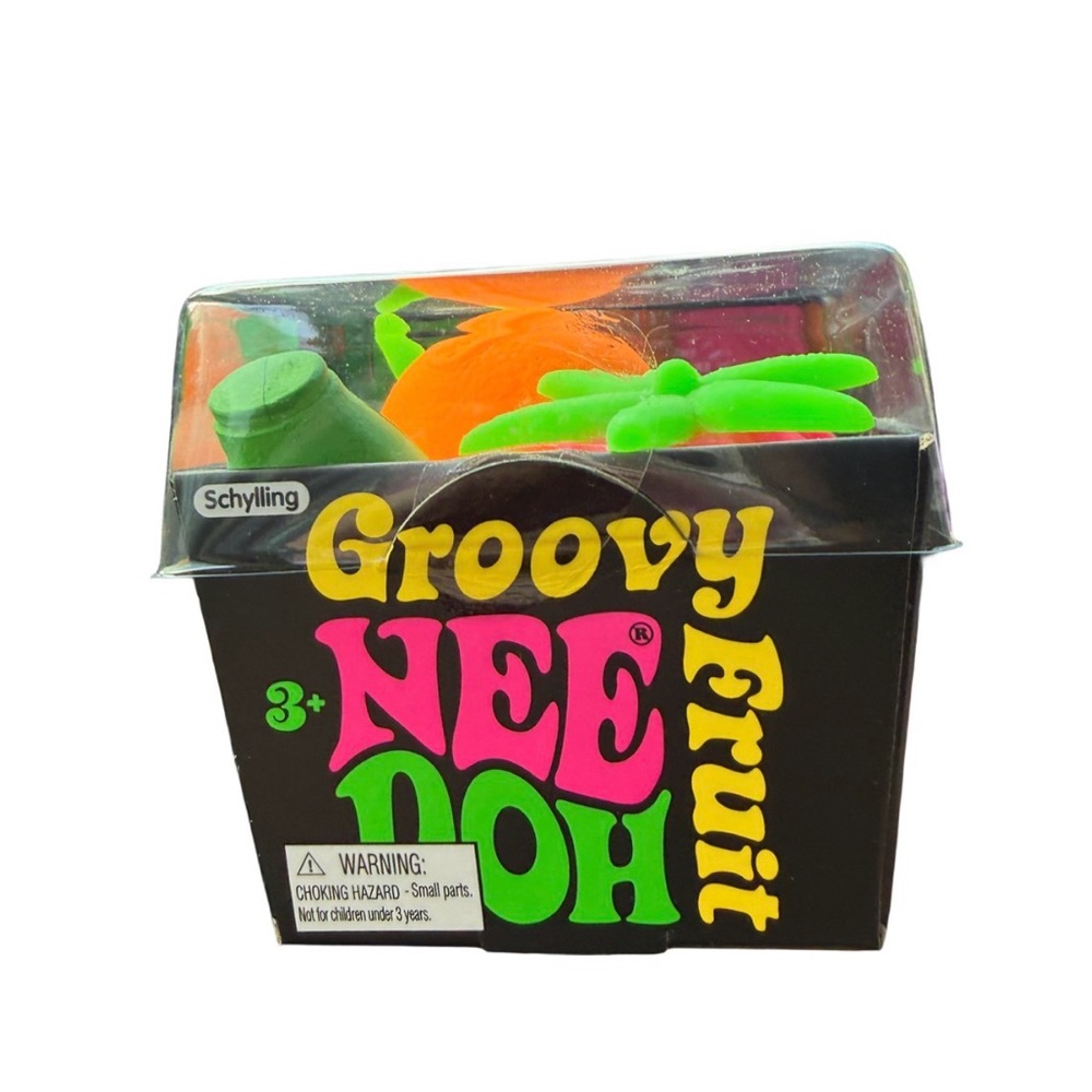 Schylling Groovy NeeDoh Fruit Stress Toy - Neon Orange & Green this is for one